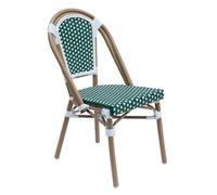Chaise de terrasse bistrot parisien en aluminium et rotin vert foncé Belleville - Oviala