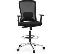 Chaise de travail / chaise de comptoir TOP WORK 44 Assise en tissu / dossier en résille noire hjh OFFICE Noir