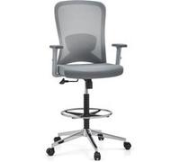 Chaise de travail / chaise de comptoir TOP WORK 44 W Assise en tissu / dossier en résille grise hjh OFFICE Gris