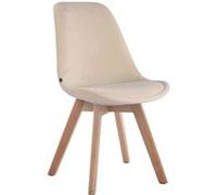 Chaise de visiteur Borneo V2 en velours avec Piètement en bois de hêtre Nature - Assise Crème Crème G