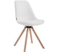 Chaise de visiteur Calais pivotante pieds ronds nature en bois de hêtre - Assise blanche G
