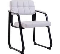 CLP Chaise visiteur Canada B – Assise et dossier rembourrés similicuir, accoudoirs, métal, Blanc