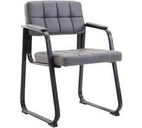 CLP Chaise Visiteur Canada B - Assise et Dossier Rembourré avec Revêtement en Similicuir - Chaise de Cuisine avec Accoudoirs - Piétement en Méta | Couleur Gris