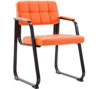 CLP Chaise Visiteur Canada B - Assise et Dossier Rembourré avec Revêtement en Similicuir - Chaise de Cuisine avec Accoudoirs - Piétement en Méta, Couleur:Orange