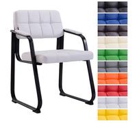 CLP Chaise Visiteur Canada B - Assise et Dossier Rembourré avec Revêtement en Similicuir - Chaise de Cuisine avec Accoudoirs - Piétement en Méta, Couleur:Blanc