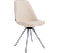 CLP Chaise Scandinave Calais en Similicuir avec Pieds Bois De Hêtre Ronds I Chaise Pivotante avec Dossier I Chaise Design Retro Crèm