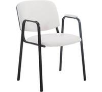CLP Chaise conférence Ken Pro – empilable, accoudoirs rembourrés similicuir, piétement noir, blanc