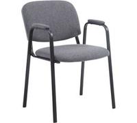 CLP Chaise de conférence Ken Pro empilable avec accoudoirs rembourrés, revêtement Tissu, piétement métal Noir Robuste jusqu'à 150 kg, Couleur:Gris
