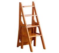 Chaise D'échelle De Bibliothèque Pliante en Bois Massif Escabeaux Escabeau Tabouret Pliable À 4 Marches Escabeaux À Double Usage 4 Marches d'escalade Présentoir Porte-Fleurs (Color : Brown, S : 46x3