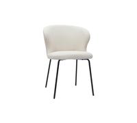Chaise design blanche en tissu effet laine bou et métal noir YDA