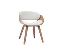 Chaise design en tissu effet laine bou blanc et bois clair BENT