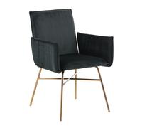 Chaise Design en velours Petra 87cm Noir & Cuivre