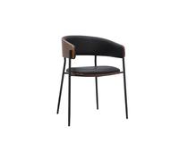 Chaise design noire et bois foncé noyer DANTE
