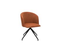 Chaise design pivotante 360° en tissu effet velours texturé terre brulée et métal noir VANITY