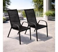 chaise d'extérieur 2 places Chaise de jardin empilable métal anthracite noir