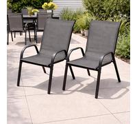 chaise d'extérieur 2 places Chaise de jardin empilable Métal Textilène Anthracite