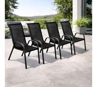 chaise d'extérieur 4 places Chaise de jardin empilable métal anthracite noir