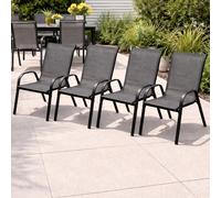 chaise d'extérieur 4 places Chaise de jardin empilable Métal Textilène Anthracite