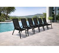 chaise d'extérieur 6 places Chaise de jardin empilable métal anthracite noir