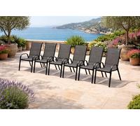 chaise d'extérieur 6 places Chaise de jardin empilable Métal Textilène Anthracite