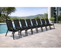 chaise d'extérieur 8 places Chaise de jardin empilable métal anthracite noir