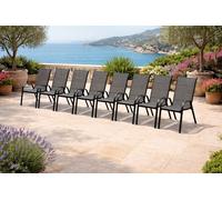 chaise d'extérieur 8 places Chaise de jardin empilable Métal Textilène Anthracite