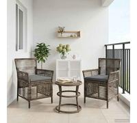 vidaXL - 2 chaises de jardin, noir et crème, en polyrotin