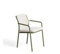Chaise d'extérieur empilable Linosa en aluminium vert avec coussin beige