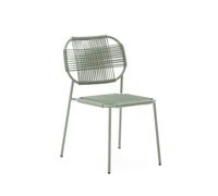 Chaise d'extérieur empilable Talaier en corde synthétique et acier galvanisé finition turquoise