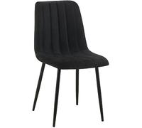 CLP Chaise De Salle A Manger Dijon en Tissu Ou Velours I Chaise avec Surface D'assise Matelassée Pieds en Metal I Charge Max.150 Kg, Couleur:Noir, Matériel:Tissu
