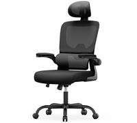 Chaise d'ordinateur pivotante avec fonction de basculement pour le bureau à domicile-Noir