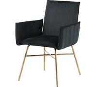 Chaise Design en velours Petra 87cm Noir & Cuivre
