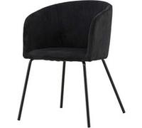 Berit chaise de salle à manger avec accoudoirs velours noir.
