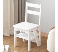 Chaise échelle pliable en bois - Marchepied léger et portable, échelle multifonctionnelle à 4 marches pour adultes, idéal pour la maison, le bureau, la cuisine et l'extérieur