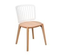 Chaise Eira Design Scandinave - Dossier Résine Blanche, Assise Bois - Pieds Bois Naturel