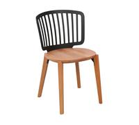 Chaise Eira Design Scandinave - Dossier Résine Noir, Assise Bois - Pieds Bois Naturel