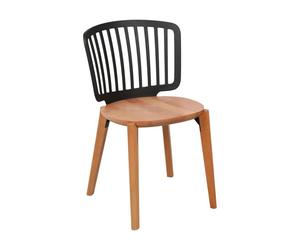 Chaise Eira Design Scandinave - Dossier Résine Noir, Assise Bois - Pieds Bois Naturel