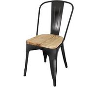 Chaise en Acier Noir avec Assise en Bois x 4 Bolero Bistro Noir G