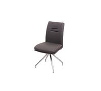 Chaise de salle à manger HWC-H70, chaise de cuisine, tissu, acier inoxydable brossé gris-brun