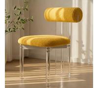 Chaise en acrylique transparent avec dossier cylindrique, tabouret de coiffeuse sans accoudoirs, siège décoratif pour chambre à coucher, salon, zone de maquillage