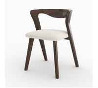 Chaise en bois d'hévéa foncé et tissu bou rème - Vega - Maison Pavane