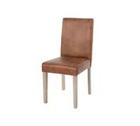 Mendler Chaise de Salle à Manger Littau Tissu Textile Simili-Daim Pieds Marron