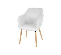 Chaise de séjour / salle à manger Malmö T381 style rétro des années 50 similicuir, blanc