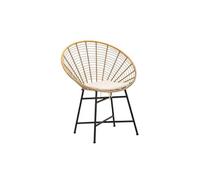 Chaise en métal et rotin avec coussin blanc bohème chic Panama