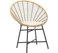 Chaise en métal et rotin avec coussin blanc bohème chic Panama G