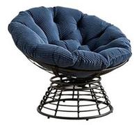 Chaise en osier,OMOZUN,chaise de détente,chaise en rotin,rotation silencieuse à 360° + coussin d'assise rembourré,design ergonomique incurvé,bleu Bleu