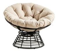 Chaise en osier,OMOZUN,chaise de détente,chaise en rotin,rotation silencieuse à 360° + coussin d'assise rembourré,design ergonomique incurvé,beige Beige