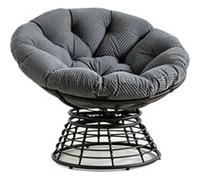 Chaise en osier,OMOZUN,chaise de détente,chaise en rotin,rotation silencieuse à 360° + coussin d'assise rembourré,design ergonomique incurvé,gris rayé Gris