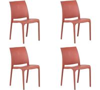 Chaise Empilable En Résine Fabriquée En Italie Design Pour L'Intérieur Et L'Extérieur Sofia Rouge 4 Pcs