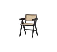 Chaise en rotin et bois de pin noir, assise et dossier rotin, structure en pin, de table - Woood, Gunn - 54x54x80 cm